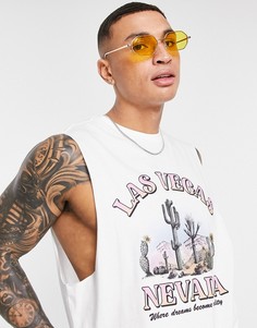 Белая свободная майка из органического хлопка с принтом "Las Vegas" ASOS DESIGN-Белый