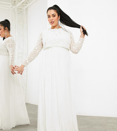 Свадебное платье с укороченным топом ASOS EDITION Curve Fleur-Белый