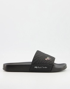 Черные шлепанцы с логотипом в виде зебры PS Paul Smith-Черный цвет