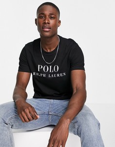 Черная футболка для дома с логотипом на груди Polo Ralph Lauren-Черный