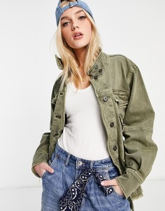 Зеленая рубашка в стиле милитари Free People Harley-Зеленый цвет
