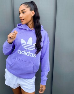 Фиолетовое худи с крупным логотипом adidas Originals adicolor-Фиолетовый цвет