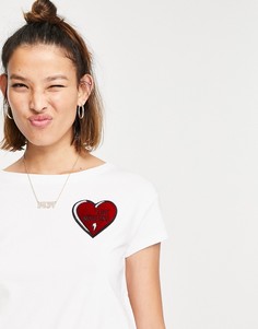 Белая футболка с сердцем и логотипом Love Moschino-Белый