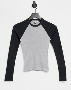 Серый бейсбольный топ с длинными рукавами Topshop
