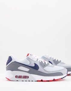 Белые кроссовки с серыми вставками Nike Air Max 90-Белый