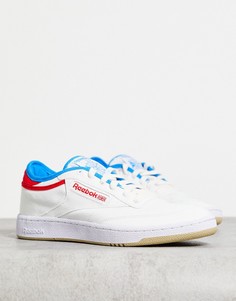 Белые кроссовки с красными вставками Reebok Classics Club C Grow-Белый