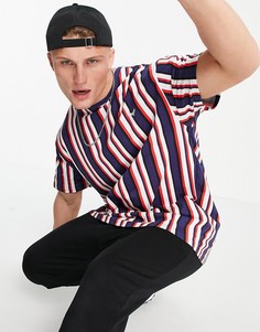 Oversized-футболка в полоску темно-синего, красного и белого цветов от комплекта Threadbare-Многоцветный
