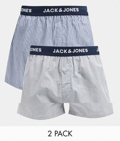 Набор из 2 боксеров-брифов в полоску и серого цвета Jack & Jones-Серый