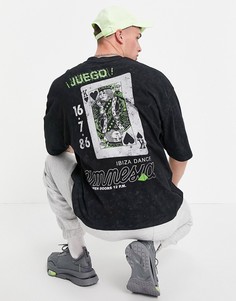 Черная oversized-майка с принтом "Amnesia Ibiza" ASOS DESIGN-Черный цвет