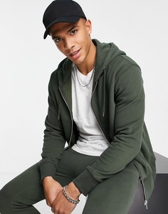 Худи на сквозной молнии цвета хаки от комплекта Topman-Зеленый цвет