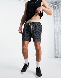 Темно-синие шорты с принтом монограммы (от комплекта) Topman-Темно-синий