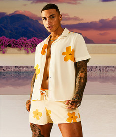 Рубашка цвета экрю с принтом маргариток (от комплекта) ASOS DESIGN-Нейтральный