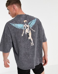 Темно-серая oversized-футболка с принтом "Nirvana" ASOS DESIGN-Серый
