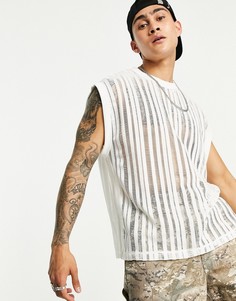 Свободная майка из светлой плетеной сетки ASOS DESIGN-Коричневый цвет