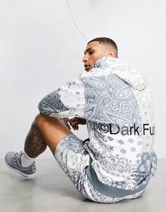 Голубой худи в стиле oversized со сплошным принтом пейсли ASOS Dark Future