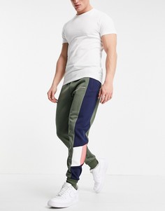 Флисовые джоггеры колор блок с манжетами Tommy Hilfiger Sport-Зеленый цвет