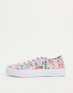 Кроссовки на шнуровке с цветочными принтом ASOS DESIGN Dizzy-Розовый цвет