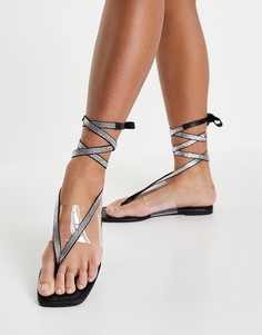 Сандалии с декоративными завязками ASOS DESIGN Forward-Черный цвет