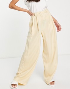 Кремовые брюки в стиле oversized с широкими штанинами от комплекта ASOS DESIGN-Желтый
