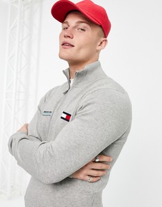 Джемпер на молнии с логотипом Mercedes и ложным воротником Tommy Hilfiger-Серый