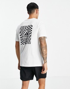 Белая футболка с логотипом на груди и принтом на спине adidas-Белый