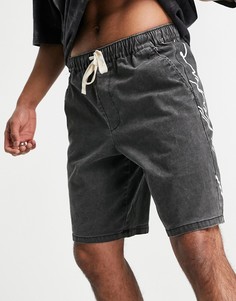 Свободные короткие шорты с принтом на штанине ASOS Dark Future-Черный цвет