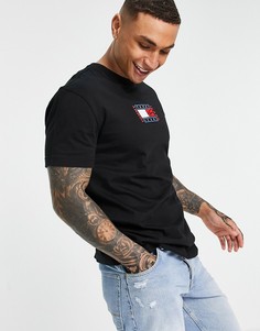 Черная футболка с логотипом-флагом по центру Tommy Jeans-Черный цвет