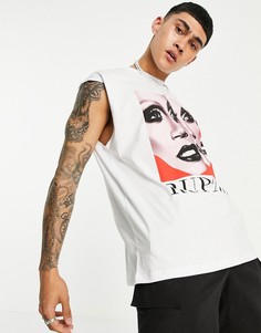 Белая майка с принтом "RuPaul" ASOS DESIGN-Белый