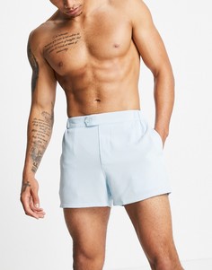 Короткие шорты для плавания пастельного голубого цвета в строгом стиле ASOS DESIGN-Голубой