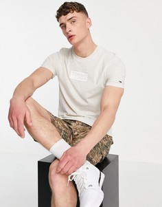 Белая меланжевая футболка с логотипом в тон Tommy Jeans-Белый