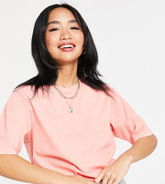 Oversized-футболка выбеленного кораллового цвета ASOS DESIGN Petite-Розовый цвет