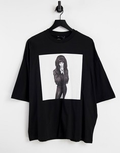 Черная oversized-футболка с принтом Шер спереди ASOS DESIGN-Черный цвет