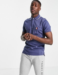 Узкая футболка-поло из оригинального трикотажа Tommy Hilfiger-Голубой