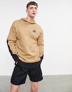 Коричневый худи без застежек adidas-Коричневый цвет