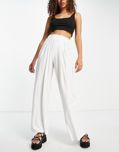 Широкие базовые трикотажные брюки белого цвета ASOS DESIGN-Белый