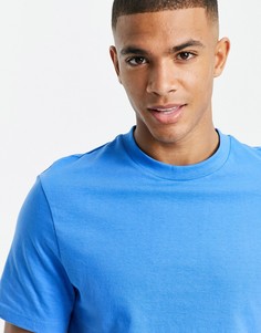 Синяя футболка из органического хлопка с круглым вырезом ASOS DESIGN-Голубой