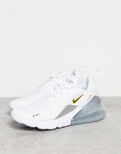 Белые кроссовки с золотистой и серебристой отделкой Nike Air Max 270-Белый