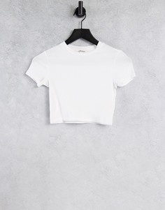 Белая укороченная футболка из органического хлопка Monki Karo-Белый