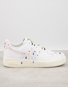 Белые кроссовки с брызгами красок Nike Air Force 1 07 LV8 BB-Белый