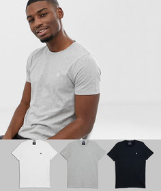 3 футболки белого/серого/черного цвета с круглым вырезом и логотипом Abercrombie & Fitch-Мульти