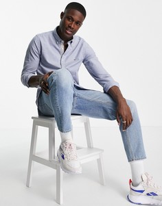 Рубашка узкого кроя с узором «в елочку» Tommy Hilfiger-Голубой