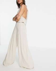 Льняные брюки с широкими штанинами от комплекта ASOS Design-Белый