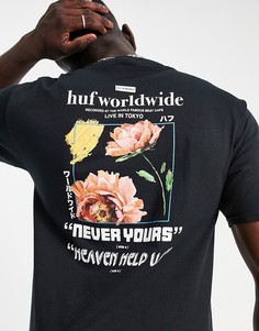Черная футболка с принтом "Never yours" HUF-Черный
