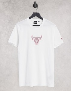 Белая футболка с вышивкой эмблемы Chicago Bulls на груди New Era NBA-Белый
