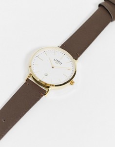 Мужские часы в стиле унисекс с коричневым ремешком из искусственной кожи и белым циферблатом Limit-Коричневый цвет