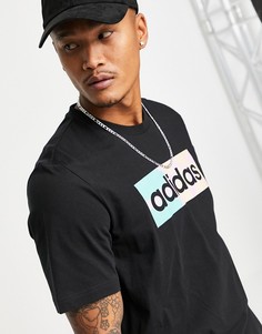 Черная футболка с логотипом adidas-Черный цвет