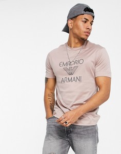 Розовая футболка с логотипом на груди Emporio Armani-Розовый цвет