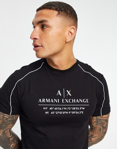 Черная футболка с отделкой лентой Armani Exchange-Черный цвет