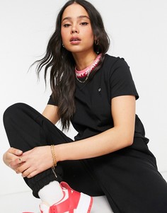 Черная футболка с высоким контрастным воротником и логотипом Tommy Jeans-Черный цвет