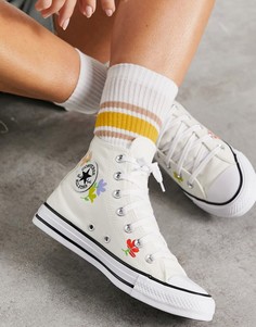 Серо-белые кеды с цветочным принтом Converse Chuck Taylor-Белый